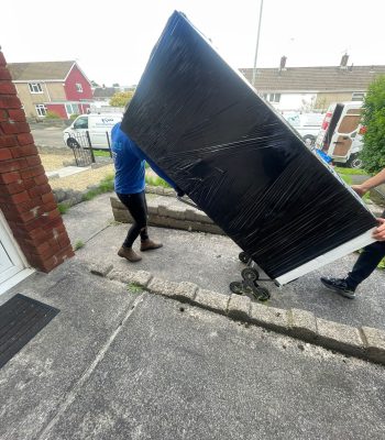 Image showing EL removals staff moving fridge